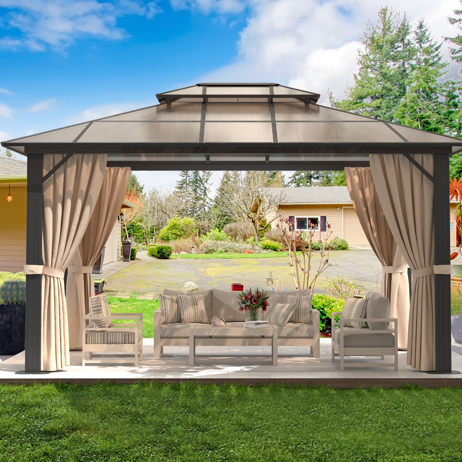 Garden Winds Replacement Canopy Top for the Lowes 12ft Round Gazebo Riplock 350