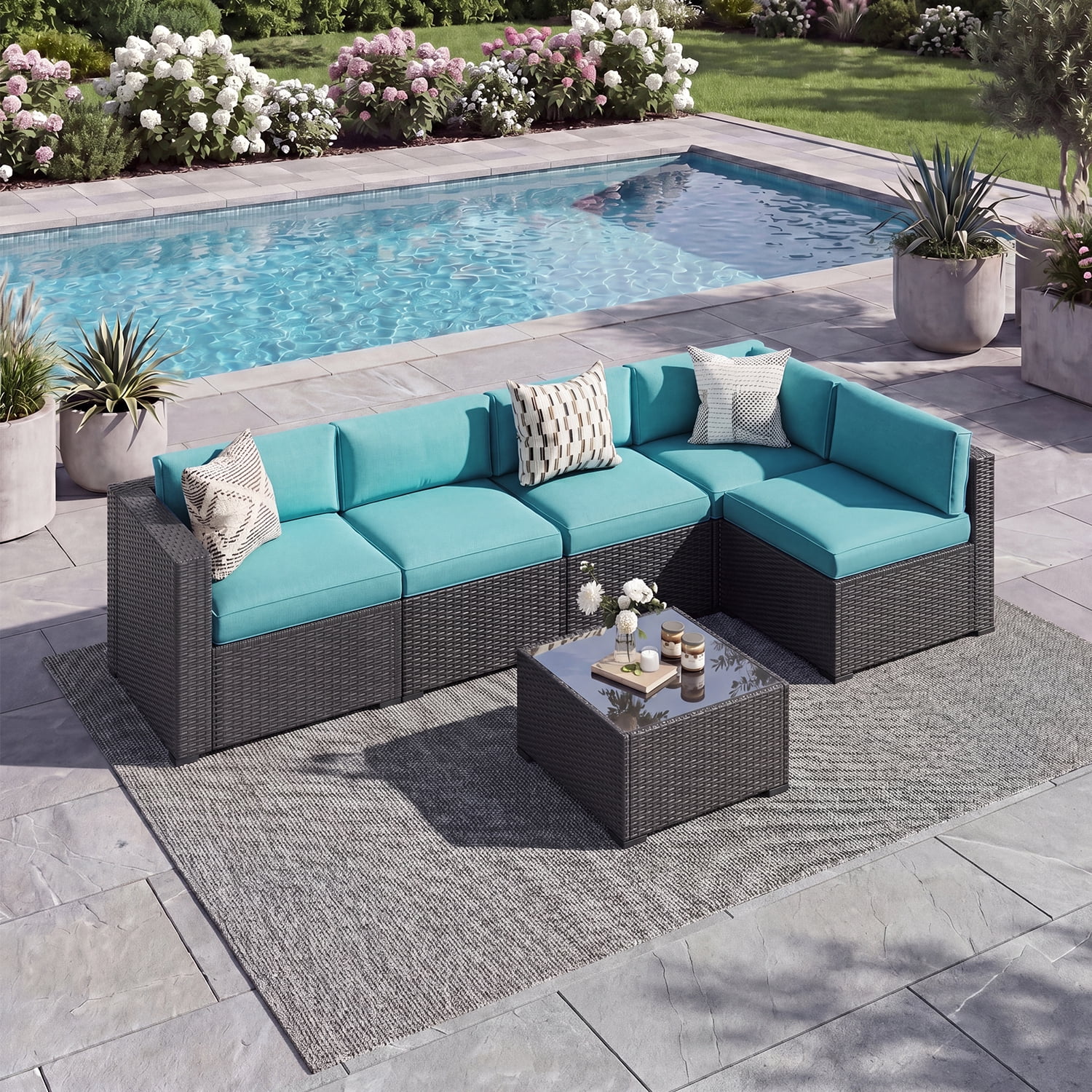 BaPiPro 11 Pack Sky Blue Outdoor Patio Sofa Cushion Replacement Covers, Fade‑Proof, Waterproof & Zippered, Wear‑Resistant, Stain‑Resistant Easy‑to‑Clean Slipcovers for Rattan Sectional Furniture