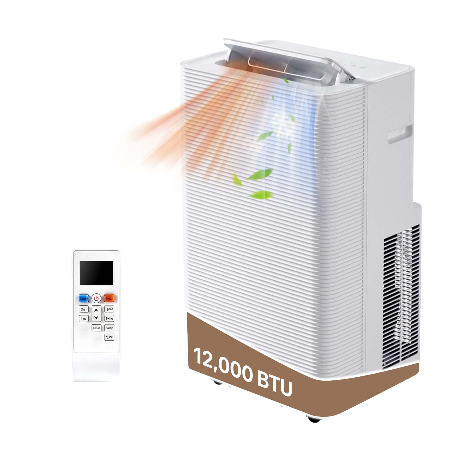 BaPiPro 12000 BTU ASHRAE Portable Air Conditioner with Heater, 5-in-1 Standing AC Cooling Heating Unit, Dehumidifier Fan Sleep Mode Portable AC for Home Office Room Up to 400 Square Feet