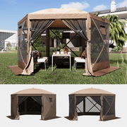 BaPiPro 12x12 Pop-up Gazebo Outdoor Camping Tent with 6 Sides Privacy Netting, Waterproof, UV Resistant, Portable Screen House Room - Includes Stakes & Ropes, Easy Setup