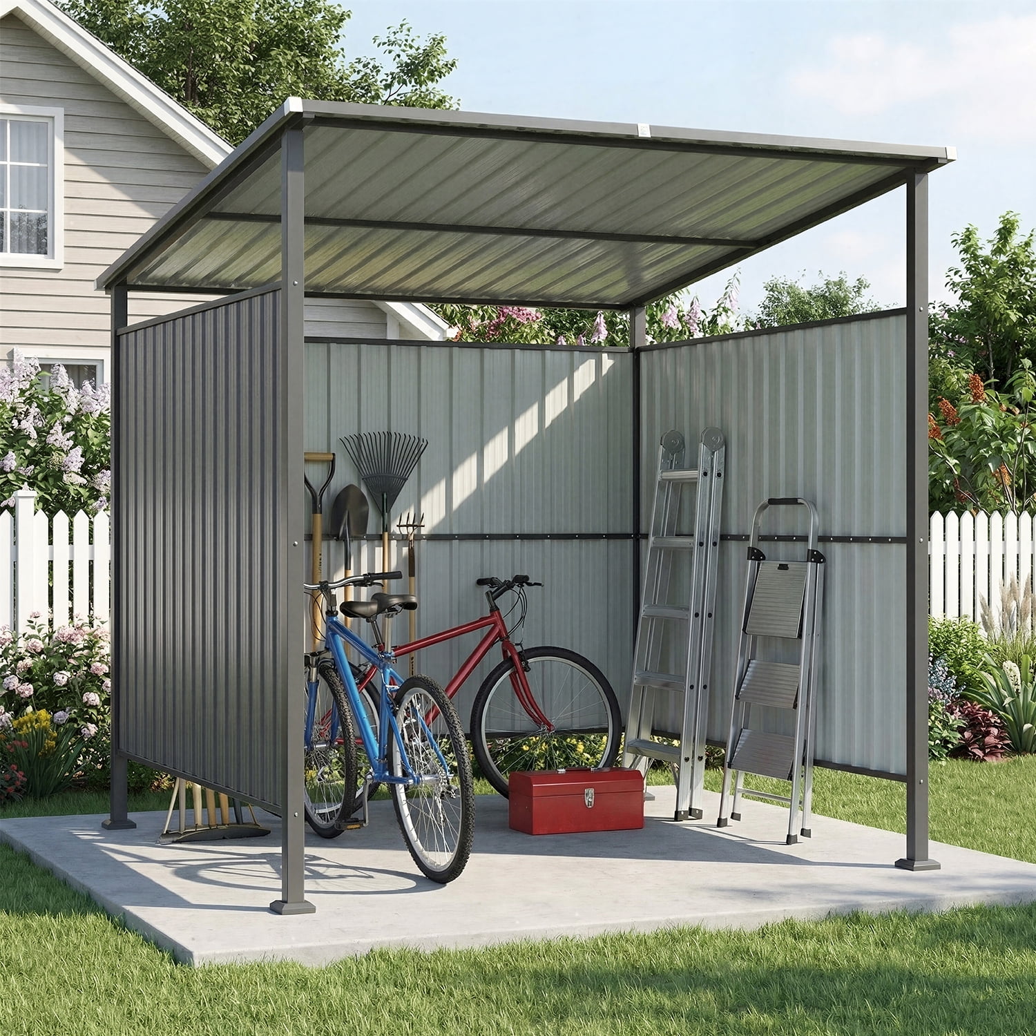 Dateyes 6x6 ft Metal Shed, Multi-Purpose Outdoor Grill Shed Metal Gazebo for BBQ, Bike Shed with Weather-Resistant Steel Frame for Patio, Garden, Backyard