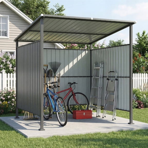 BaPiPro 6x6 ft Metal Shed, Multi-Purpose Outdoor Grill Shed Gazebo for BBQ, Bike Shed with Weather-Resistant Steel Frame for Patio, Garden, Backyard