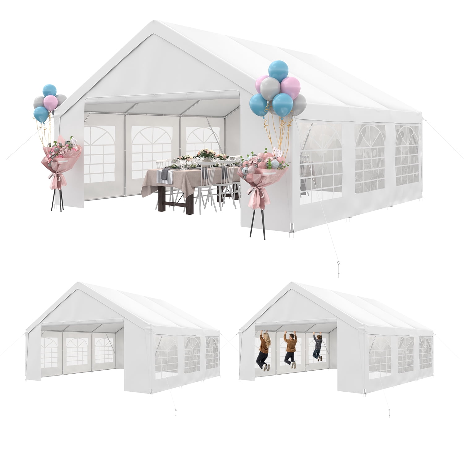 BaPiPro 20x20 FT Party Tent, Wedding Event Tent, Heavy Duty Large Tent for Outside Activity, Outdoor Commercial Canopy with Removable Sidewalls, White