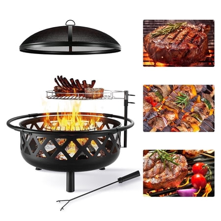 BaPiPro 36.00 x 36.00 Bowl Alloy Steel Fire Bowl with Fire Pit