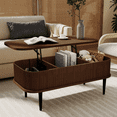 thumbnail image 1 of BaPiPro 39" Lift Top Coffee Table with Storage, Modern Fluted Rectangle Center Table with Hidden Compartment for Living Room, Home Office, Brown, 1 of 7
