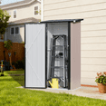 thumbnail image 1 of BaPiPro 3x3 ft Small Outdoor Storage Shed, Metal Tool Shed with Lockable Door for Garden Storage, Storage Cabinet Brown, 1 of 8