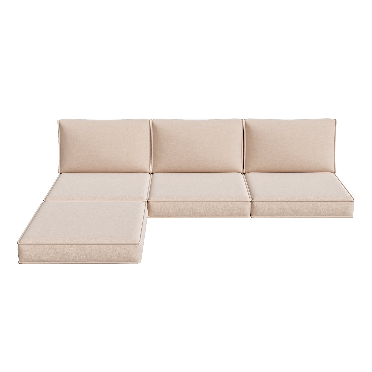 BaPiPro 4-Person Beige Outdoor Sectional Sofa Cushions, Waterproof Polyester Patio Cushions with High-Density Sponge, No Assembly Required, for Backyard, Balcony, Deck, Poolside