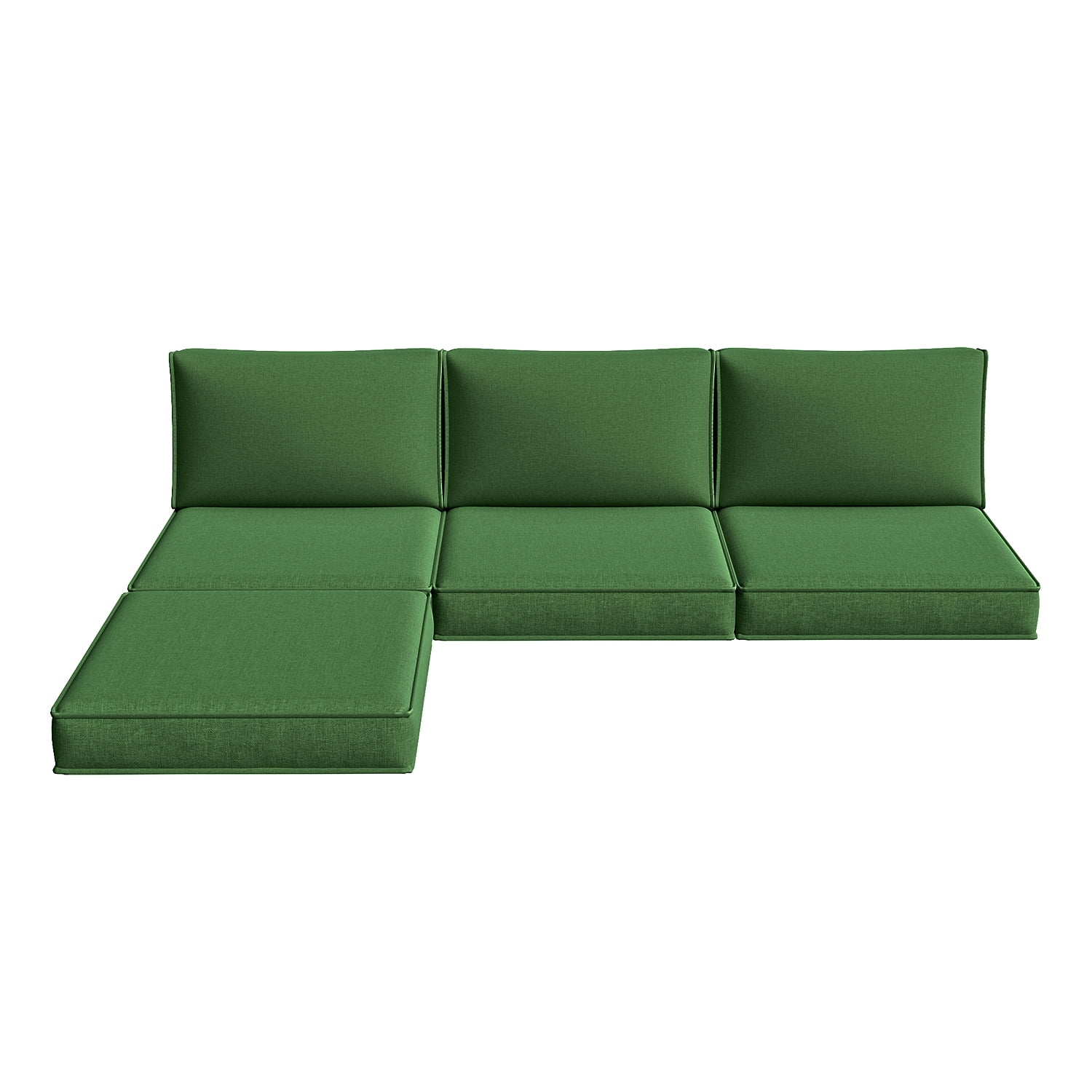 BaPiPro 4-Person Dark Green Outdoor Sectional Sofa Cushions, Waterproof Polyester Patio Cushions with High-Density Sponge, No Assembly Required, for Backyard, Balcony, Deck, Poolside