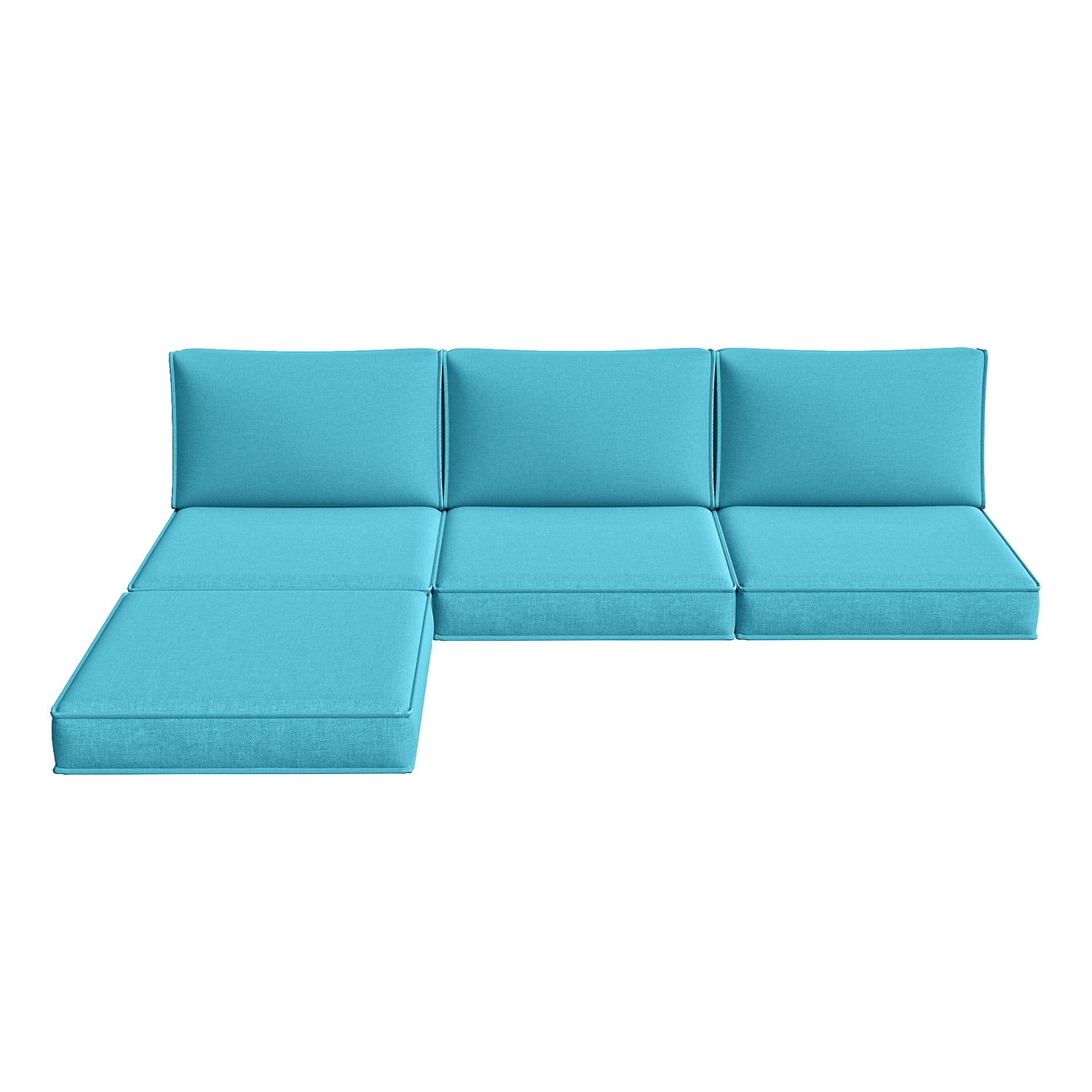 BaPiPro 4-Person Light Blue Outdoor Sectional Sofa Cushions, Waterproof Polyester Patio Cushions with High-Density Sponge, No Assembly Required, for Backyard, Balcony, Deck, Poolside