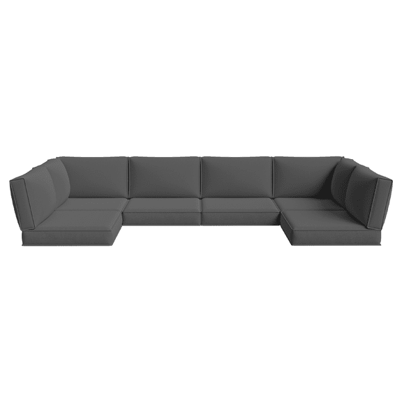 BaPiPro 6-Person Dark Gray Outdoor Sectional Sofa Cushions, Waterproof Polyester Patio Cushions with High-Density Sponge & Side Pillows, No Assembly for Backyard, Porch, Deck & Poolside