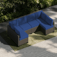 thumbnail image 1 of BaPiPro 6-Person Navy Blue Outdoor Sectional Sofa Cushions, Waterproof Polyester Patio Cushions with High-Density Sponge & Side Pillows, No Assembly for Backyard, Porch, Deck & Poolside, 1 of 10