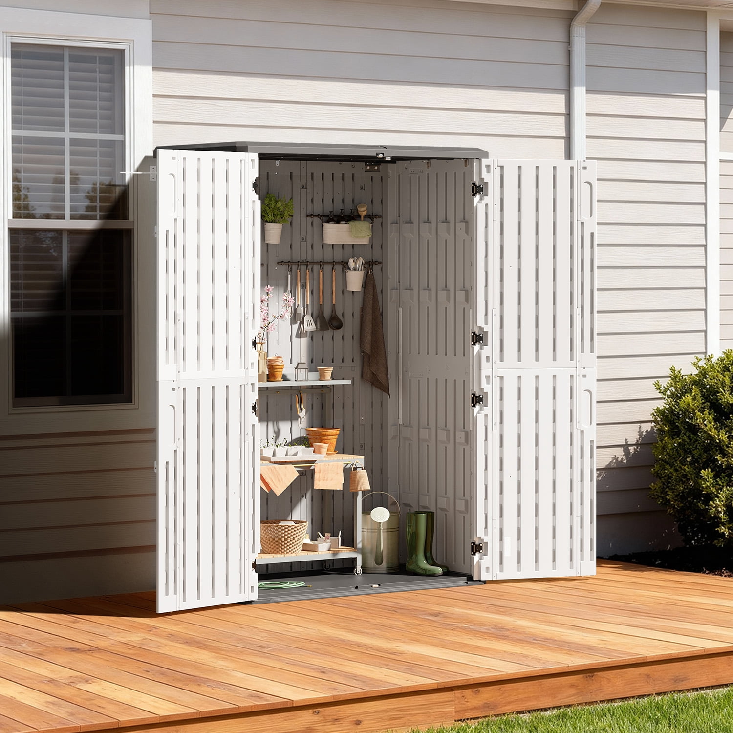 BaPiPro 64 Cu.Ft Outdoor Storage Shed with Floor - Waterproof