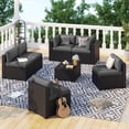 thumbnail image 1 of BaPiPro 7-Piece Outdoor Patio Furniture Set, Black Wicker Rattan Sectional Sofa with Dark Gray Cushions & Coffee Table, All-Weather for Backyard, Porch, Deck, Balcony, 1 of 7