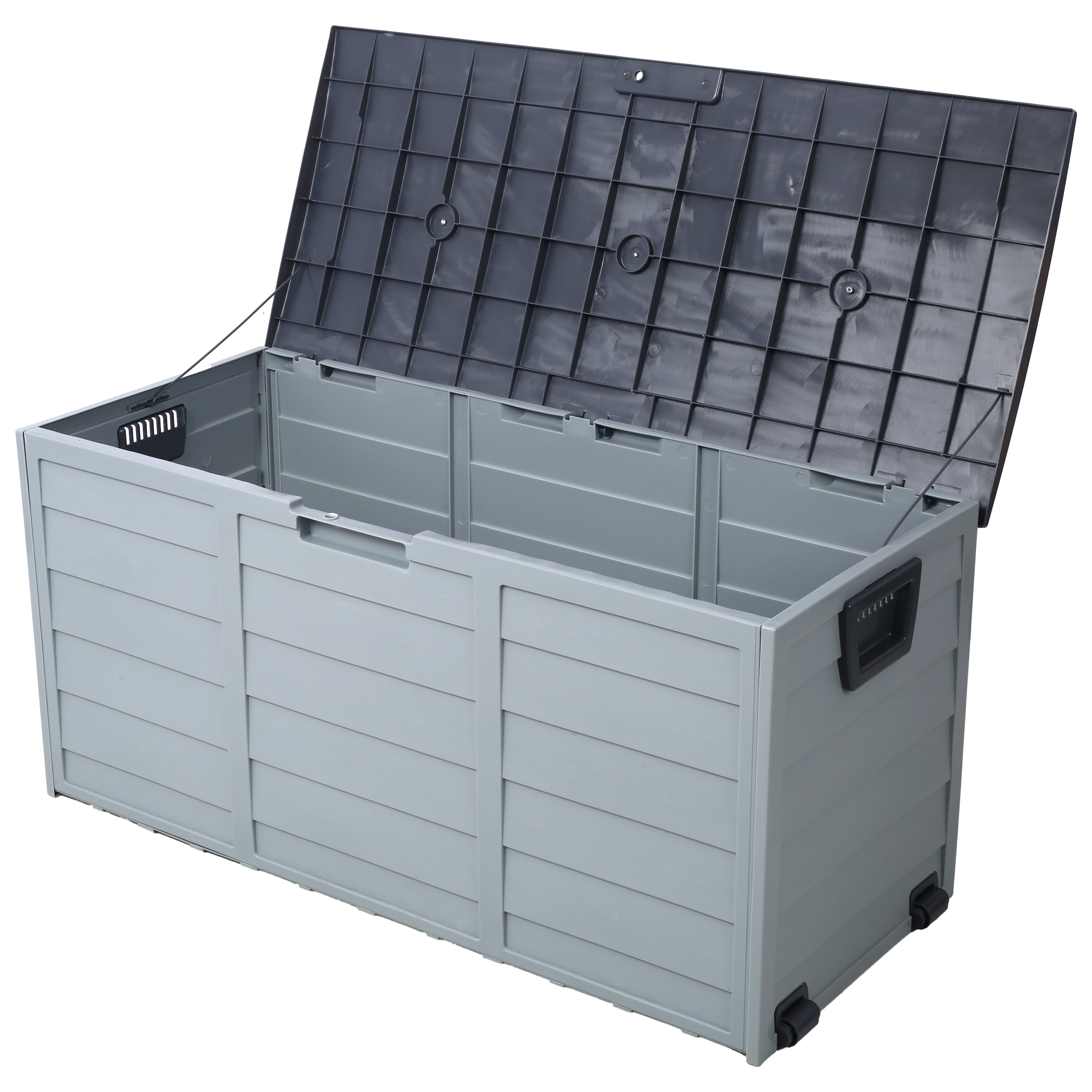 BaPiPro 75 Gallon Outdoor Deck Storage Box with Wheels, Weather-Resistant Resin Patio Organizer for Cushions, Toys & Tools, Gray