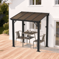 thumbnail image 1 of LazySunsets 8'x5' Hardtop Gazebo for Patio, Wall Mounted Gazebos Pergola with Sloped Roof, Outdoor Lean to Pergola, Heavy Duty Awnings for Small Space Decks, Black, 1 of 9