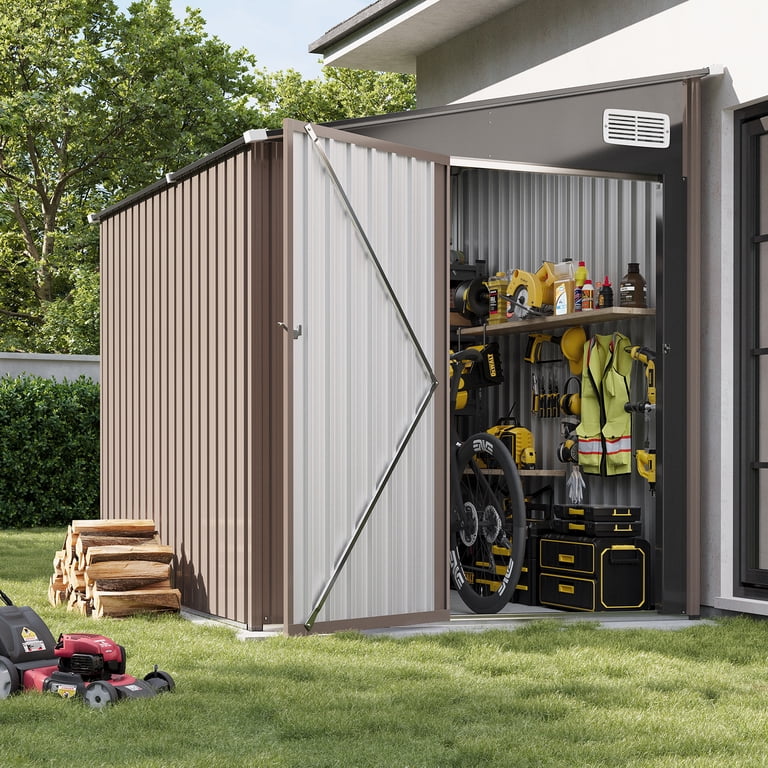 BaPiPro 8x6 ft Outdoor Metal Storage Shed, Lean-To Shed with