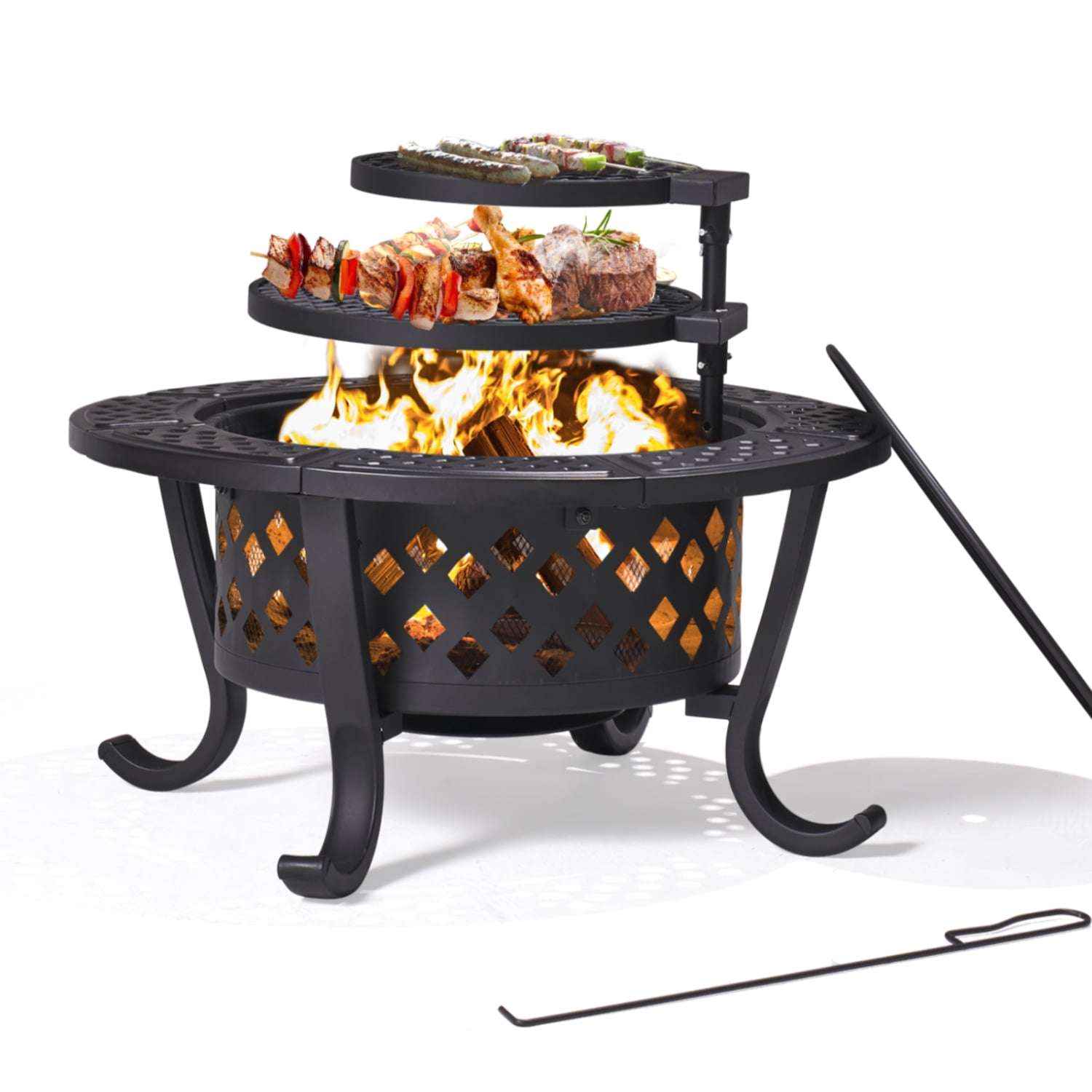 BaPiPro Fire Pit, 28 inch Fire Pits for Outside, Metal Round Outdoor