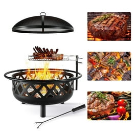 UHOMEPRO 30 Fire Pit Outdoor Wood Burning Fireplace with Grill Patio Fire Pit Outdoor Heating for BBQ Camping Black Walmart