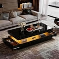 thumbnail image 1 of BaPiPro LED Coffee Table with 2 Storage Drawers, Modern Center Table with USB Charging & Smart Control for Living Room, 39" Black, 1 of 9