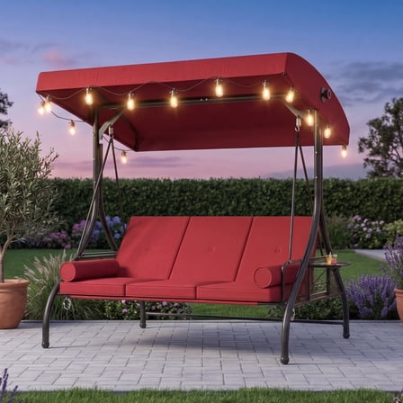 String Light Seating Leisure Season Outdoor Patio Furniture: Contemporary Hammock Wood Swing ...