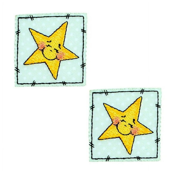BaZooples Iron-on Patch Applique/Patch Smiley Star Patch Pack of 2