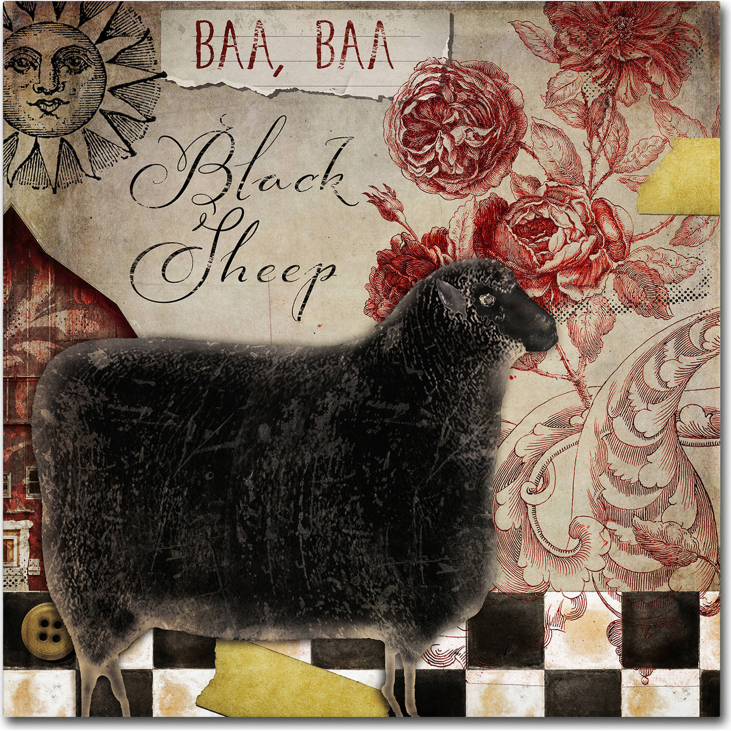 "Baa Baa Black Sheep" Canvas Art by Color Bakery