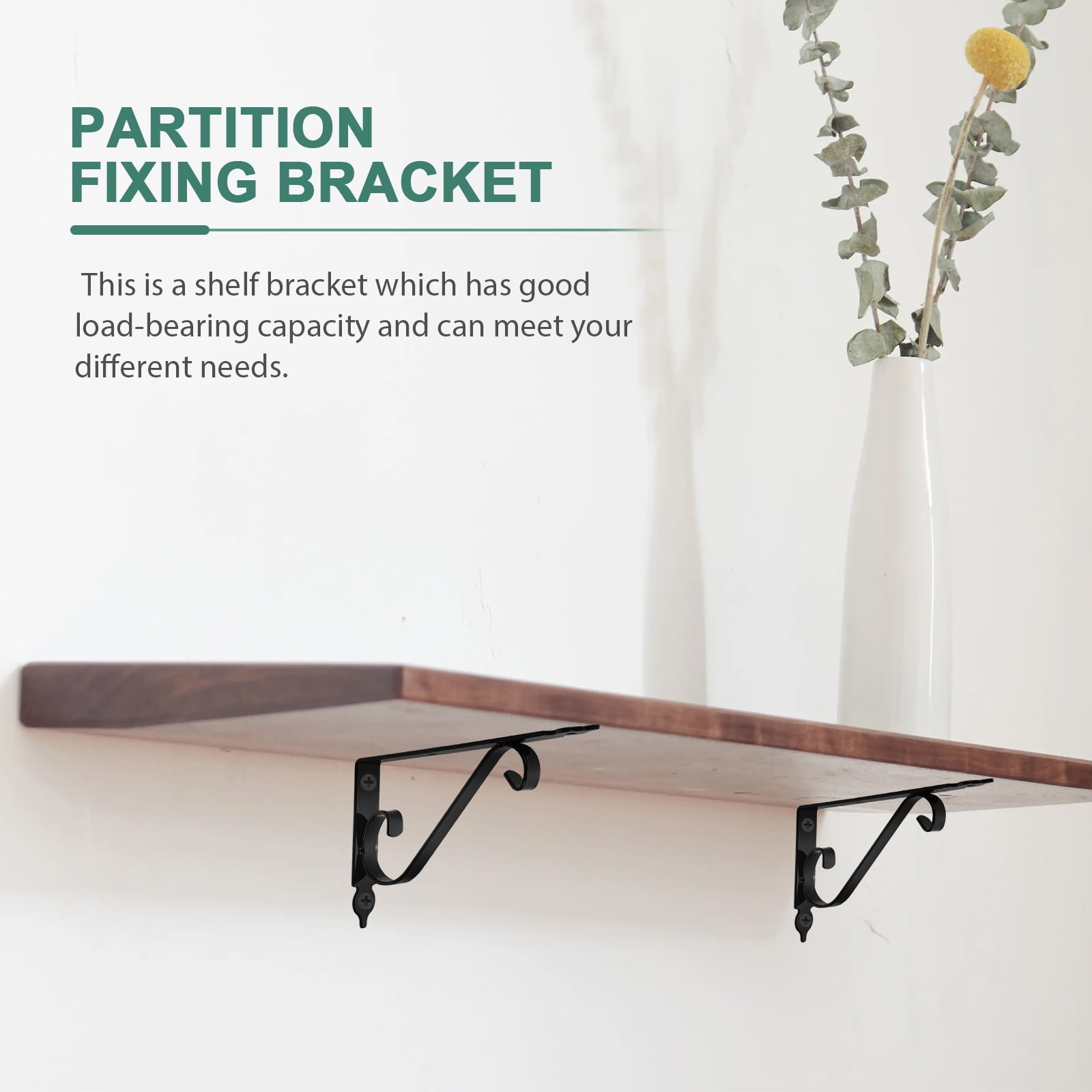 SEWOART 2Sets Black Wall Shelf Support Brackets Heavy Duty Iron Multi Use Shelf Brackets