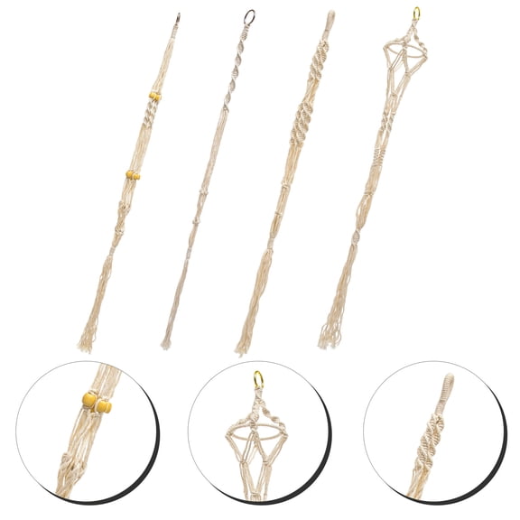 SEWOART 4Pcs Macrame Cotton Rope Plant Hanger Woven Hanging Basket for Indoor Plant Storage