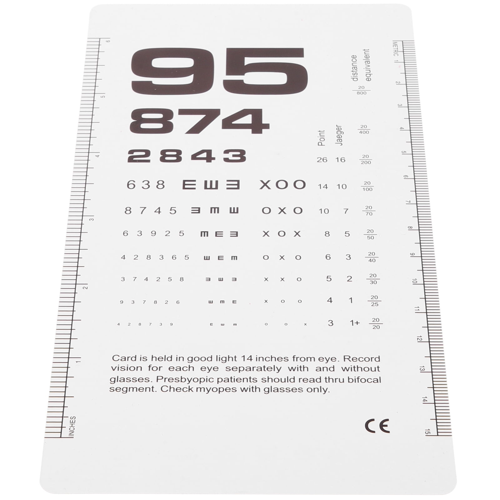 Baade Plastic Eye Chart Vision Testing Eye Chart Portable Eye Chart