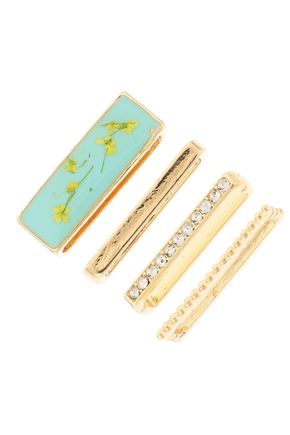 Silicone Watchstrap Charm Assorted Color Alloy Watch Band Accessories 4Pcs