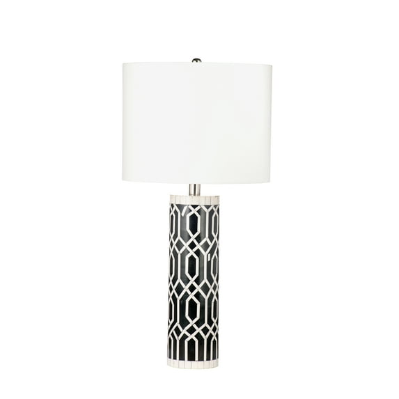 Baaker Table Lamp in Black and White Resin and Bone