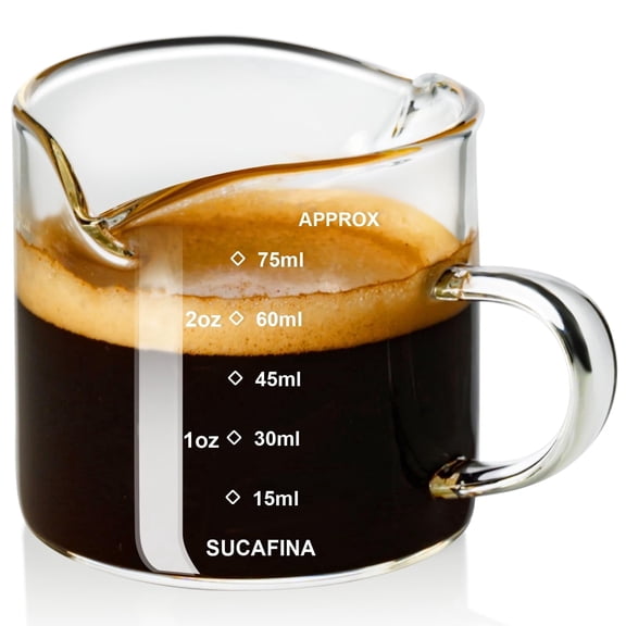 LABAKUI-2 Pack Espresso Measuring Cup 6oz, Ribbed Borosilicate Glass ...