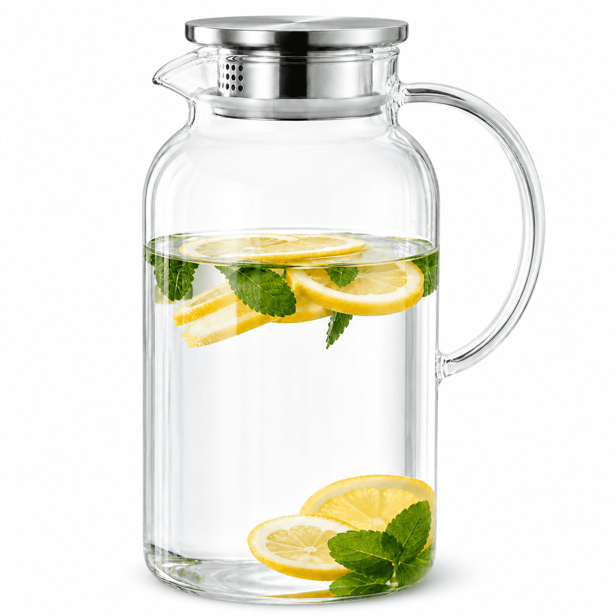Baalaka 61 oz Glass Pitcher with Lid, Heat-Resistant Borosilicate Water Carafe for Fridge, Iced Tea, Coffee, Juice and Milk