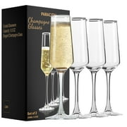Baalaka Champagne Flutes, Champagne Glasses Set of 4, Elegant 8.5oz glass champagne flutes, Gift for Birthday, Wedding, Christmas, Valentines Day