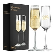 Baalaka Mr and Mrs Wedding Champagne Flutes Set of 2, Bride and Groom Champagne Glasses, Bridal Shower Gifts, Engagement Gift, 8.5oz/250ml