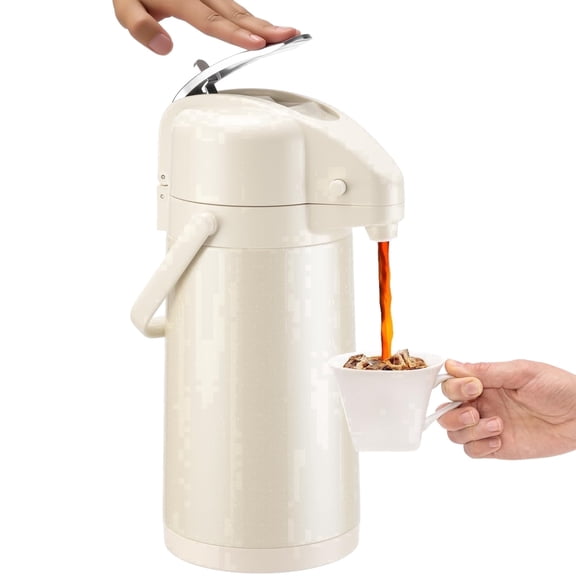 Baalaka Upgraded 84oz Airpot Coffee Carafe with Double Pump, Stainless Steel Drink Dispenser for Hot/Cold Beverage with Lazy Susan Base