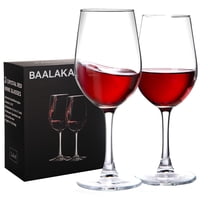 Baalaka Wine Glasses, 10oz Clear Stemmed, Red & White Wine, Set of 2 Perfect Gift