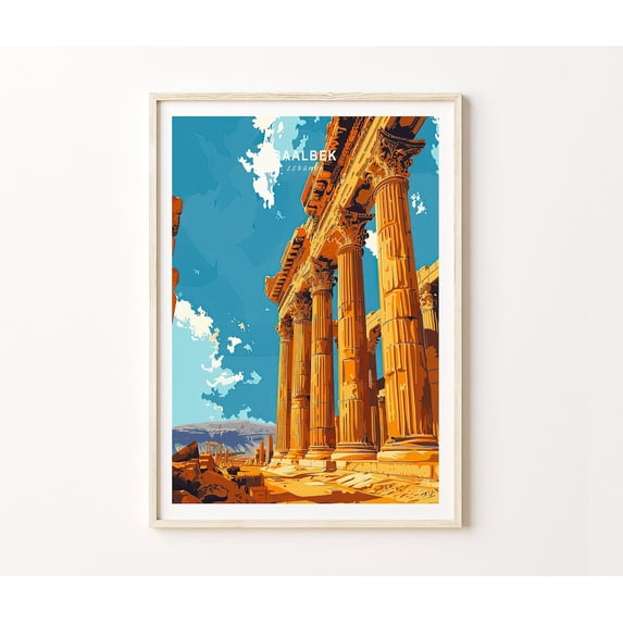 Baalbek Lebanon Ancient Roman Temple of Bacchus Wall Art, Unframed Canvas 12x16in