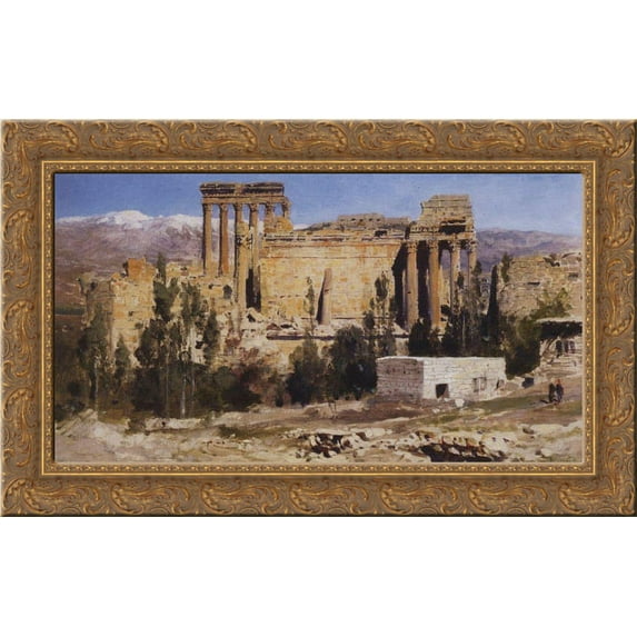 Baalbek. Ruins of Jupiter Cathedral and Cathedral of Sun 24x17 Gold Ornate Wood Framed Canvas Art by Polenov, Vasily