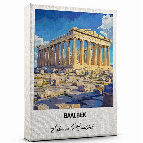 Baalbek Travel Art Canvas – Modern Wall Art Inspired by Lebanon Baalbek Canvas – Great Gift for Travel Lovers – Ready to Hang