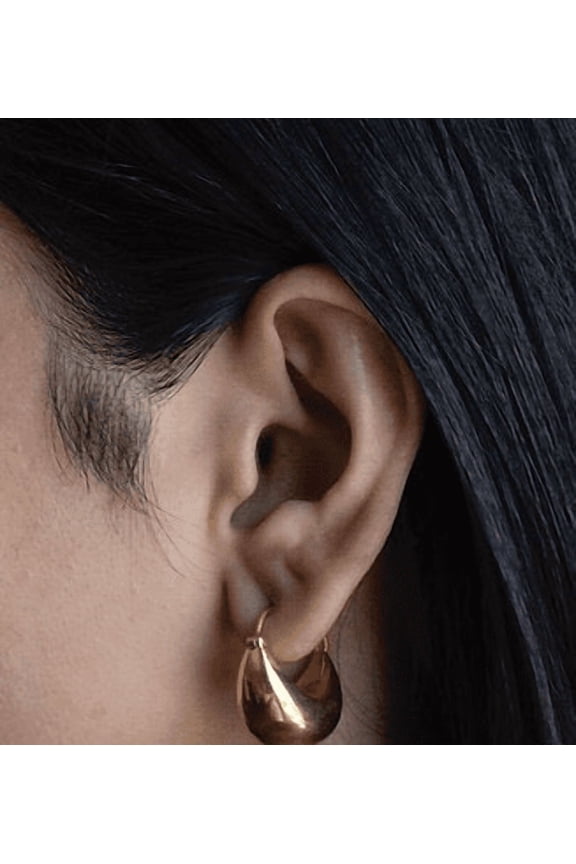 Baali Hoop Earrings for Women in 925 Sterling Silver with 18K Gold Vermeil, Bold Chunky Design, Lightweight Statement Hoops 23x25mm