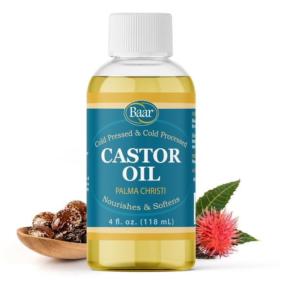 Baar Castor Oil, 4 oz - Cold-Pressed, Cold-Processed, Hexane Free