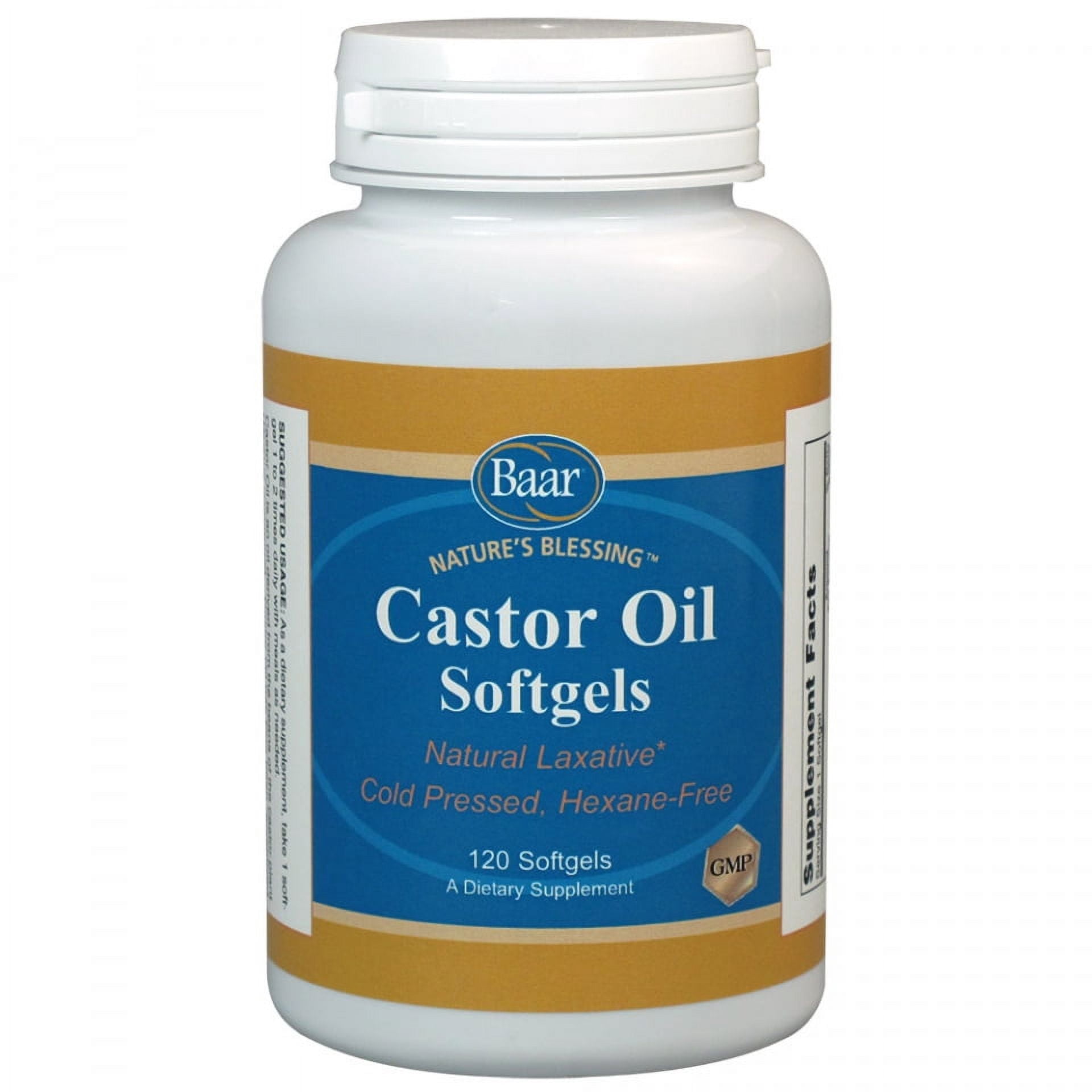 Baar Nature's Blessing Castor Oil Softgels with Fennel, 120 Softgels