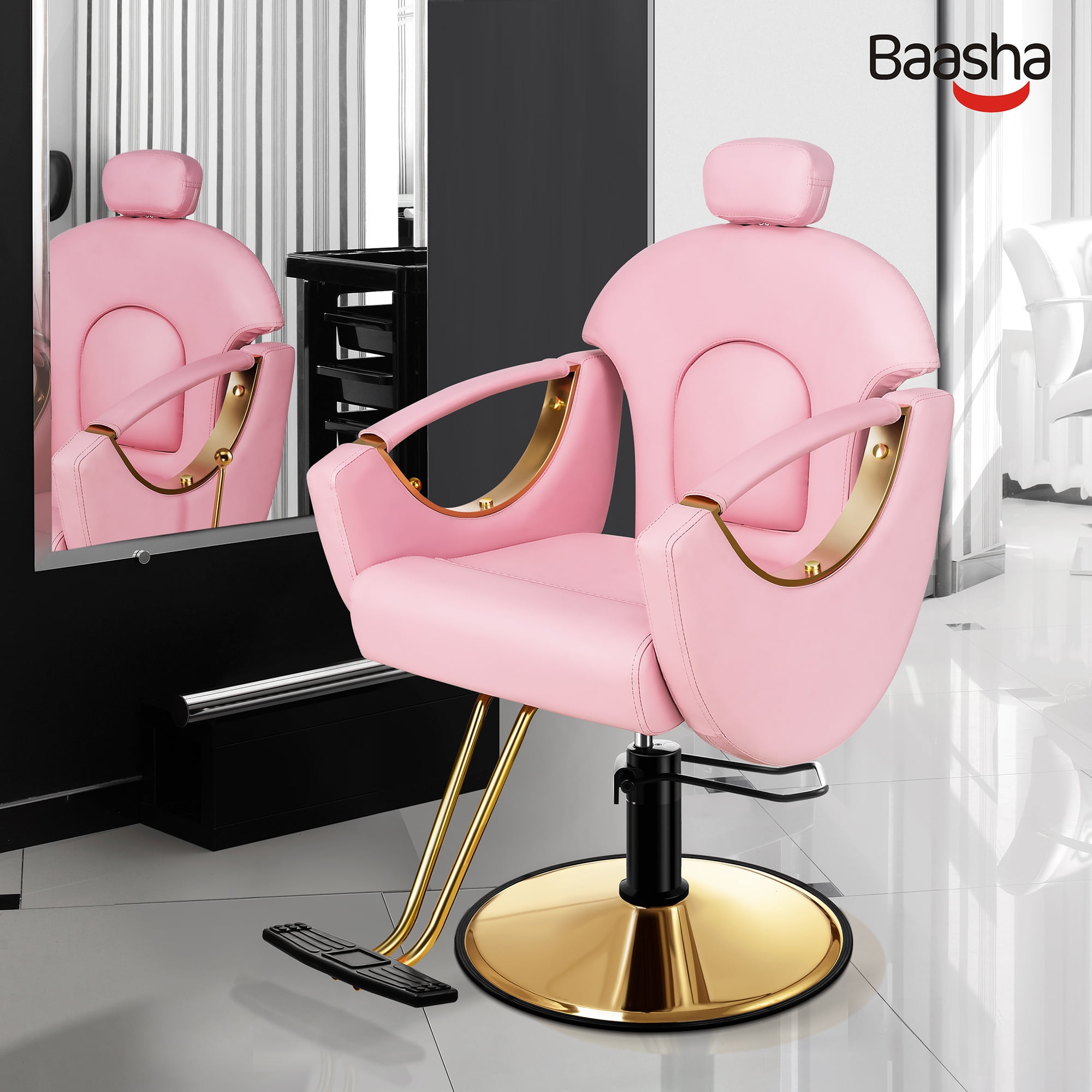 Baasha Barber Chair Reclining Hair Salon Chair, AllPurpose Salon Chair