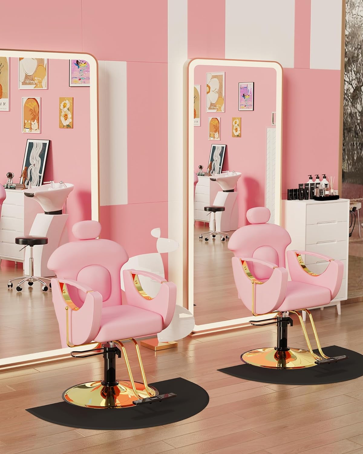 Baasha Barber Chair Reclining Hair Salon Chair, AllPurpose Salon Chair