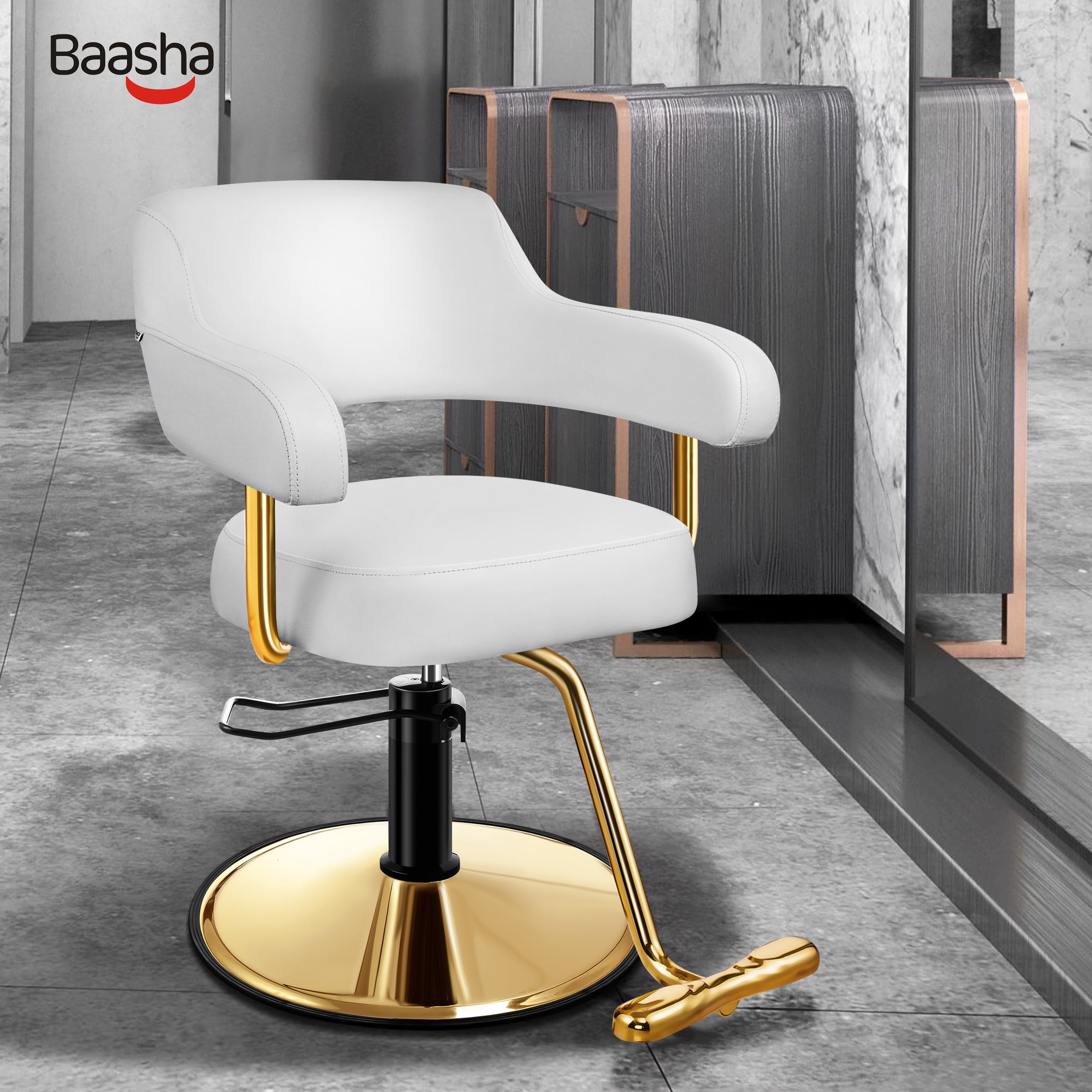 Gold White Hairdressing Chair Eyebrow Threading Chair White