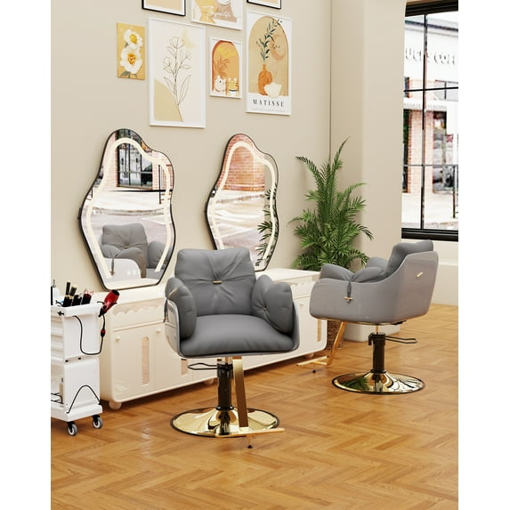 Baasha Gold Salon Chair, Hair Salon Chair with Upgraded Comfortable Cushion, 360Swivel Black Salon Chair for Hair Stylist, Professional Styling Chair for Salon, Weight Capacity Up to 440 lbs - Black