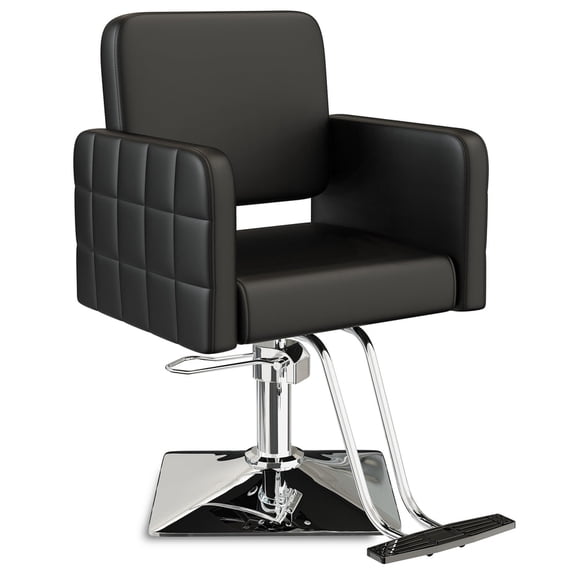 Baasha Premium Black Salon Chair, 360° Swivel, Thickened Seat Cushion, 330 lbs Capacity