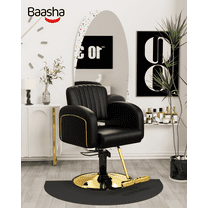 Baasha Premium Black and Gold Hair Salon Chair, Comfortable Stylist Chair with Memory Sponge, 360° Swivel, Steel Frame, Weight Capacity Up to 440 lbs