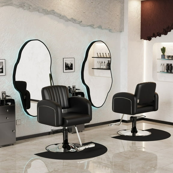 Baasha Premium Black and Gold Hair Salon Chair, Comfortable Stylist Chair with Memory Sponge, 360 Swivel, Steel Frame, Weight Capacity Up to 440 lbs